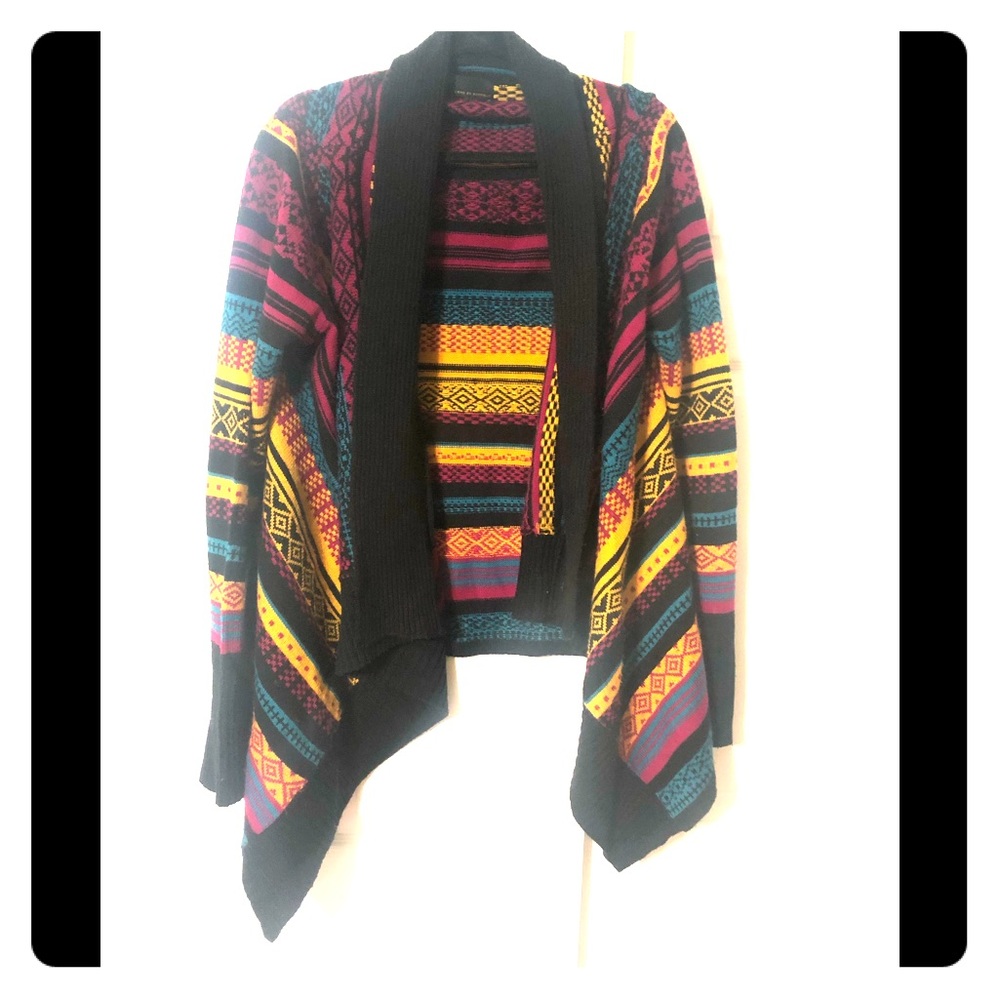 Stripes and Geometric Print Cardigan